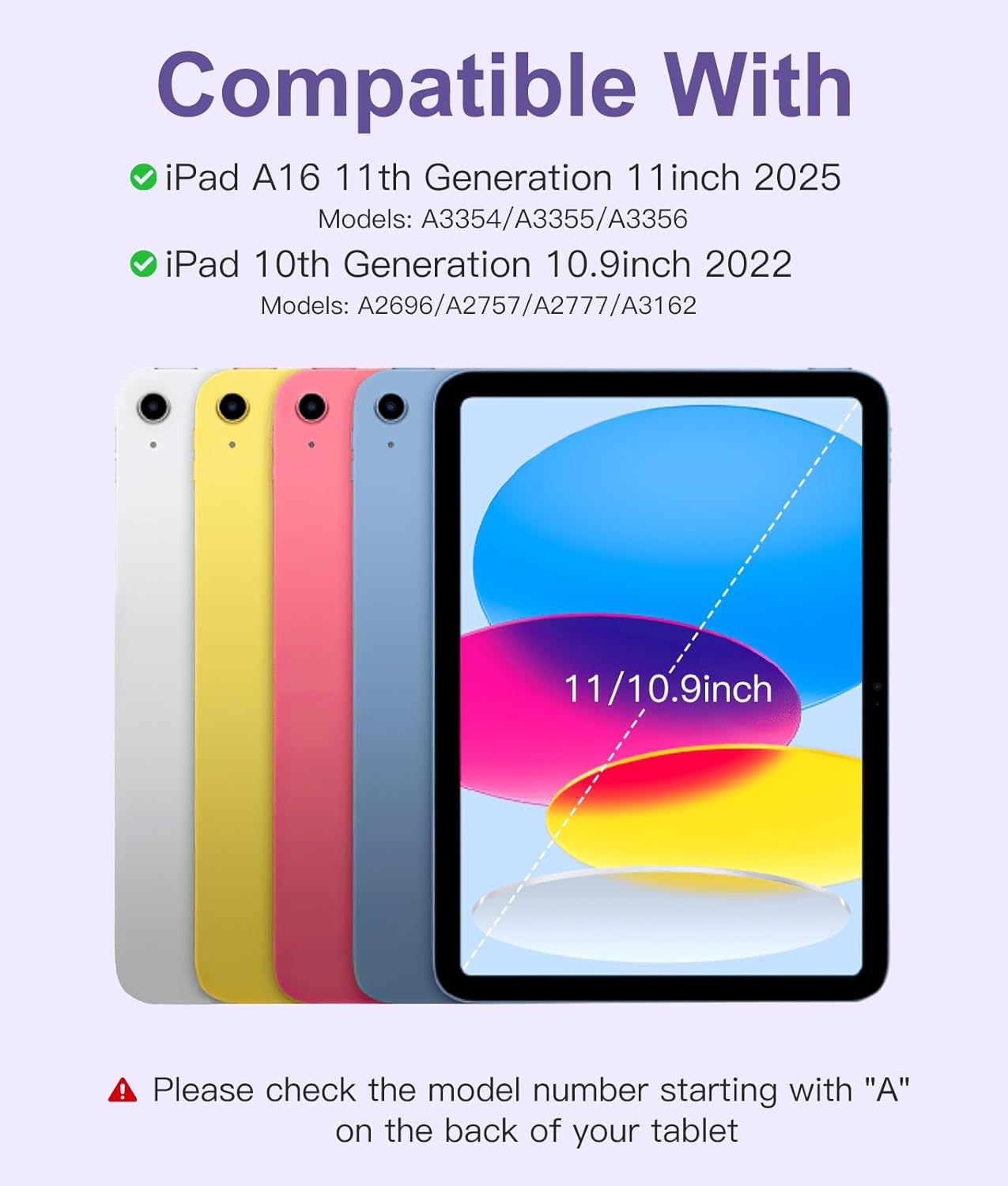 Hamile 11th 10th 7 11-inch A16 2025 10th 10.9 Inch 2022 for iPad Generation Case with Keyboard - Colors Backlit