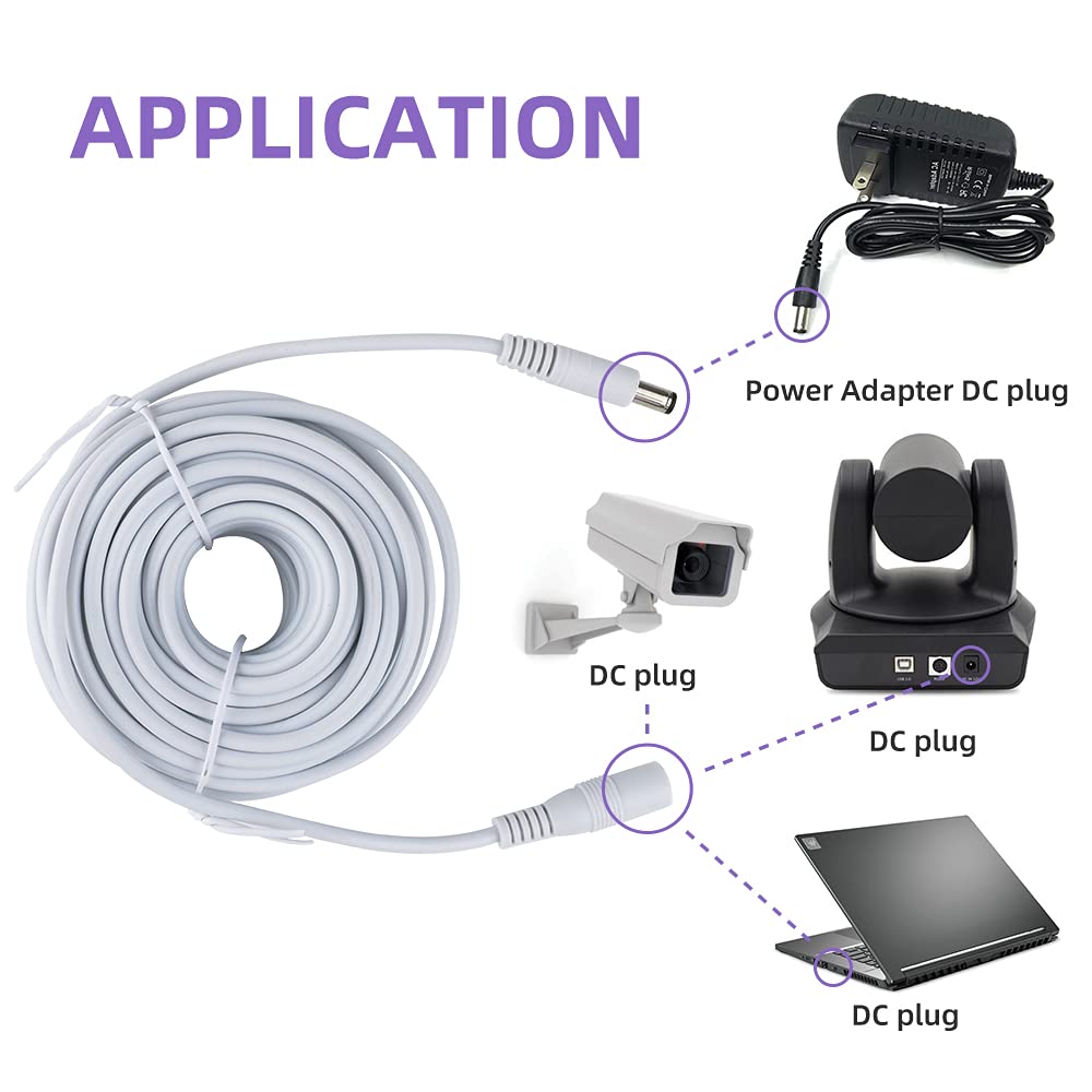 Sqlszt 100 12V 2.1mm 5.5mm DC Power Adapter Extension Cable feet Power Adapter Extension Cable x Compatible with DC