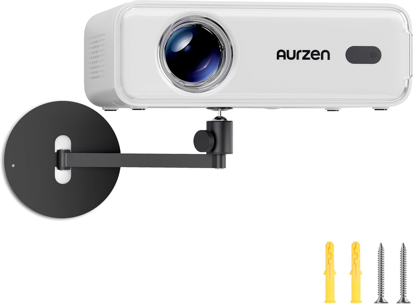Aurzen 360 90 4.4 lbs, Projector Wall Mount Shelf, Wall Use with Adjustable Angle, Rotation and Tilt, Foldable