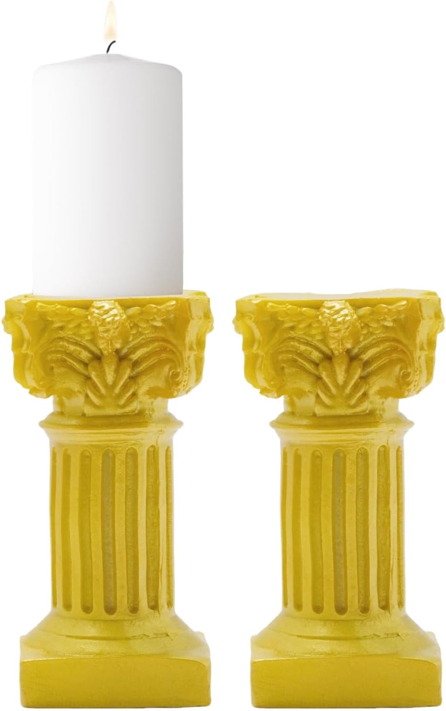 Saihisday Miniature Roman Pillar Columns - Resin Candle Holders for Wedding & Christmas Decor | Yellow, 5 Pcs