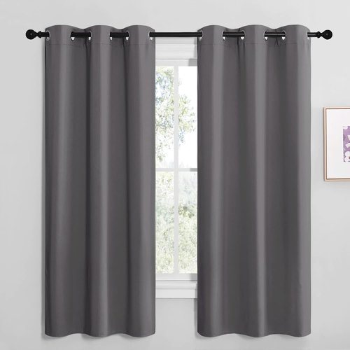 NICETOWN Grey Blackout Curtain Panels - Thermal Insulated Grommet Drapes for Bedrooms | 2 Panels, W42 x L68-inch