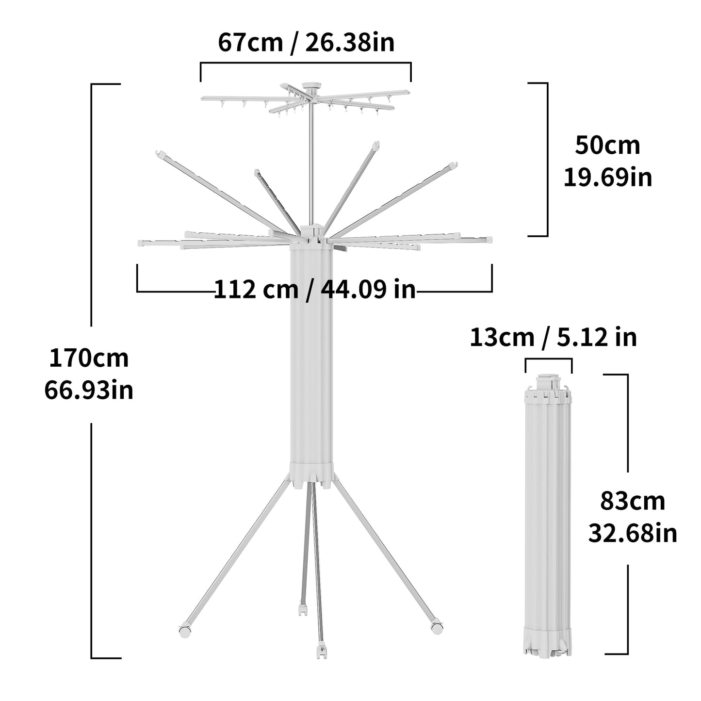 JOOM 4 Legs Double Layer Clothes Drying Rack, Garment Rack Portable and Foldable Space Saving Laundry Drying Rack - Drying Rack Clothing Floor Folding Balcony Bedroom Household Aluminum