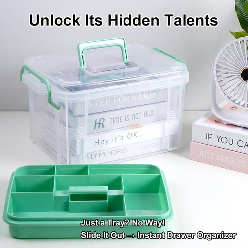Hey Foly 15Qt Clear Medicine Organizer - Thickened Plastic First Aid Storage Box with Tray & Labels