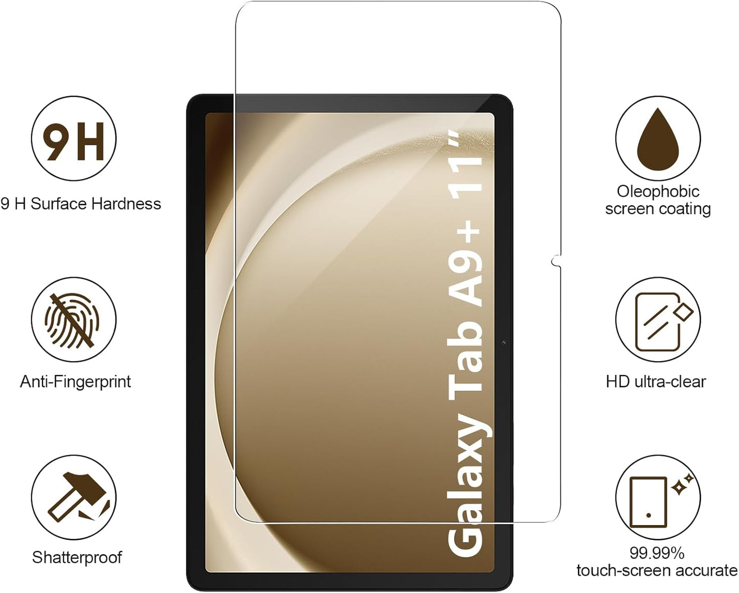 2 Pack A9 11 Inch 2023, 9H A9+ 5G (SM-X210/X216/X218), SIBEITU Screen Protector for Samsung Galaxy Tab Plus HD Hardness
