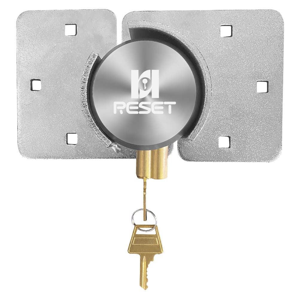 RESET-904 Heavy Duty Solid Steel Hidden Shackle Padlock with High Security Hasp, Anti-Cut Weatherproof Lock for Vans, Trucks, Trailers, Containers, Warehouses, and Sliding Doors - Silver