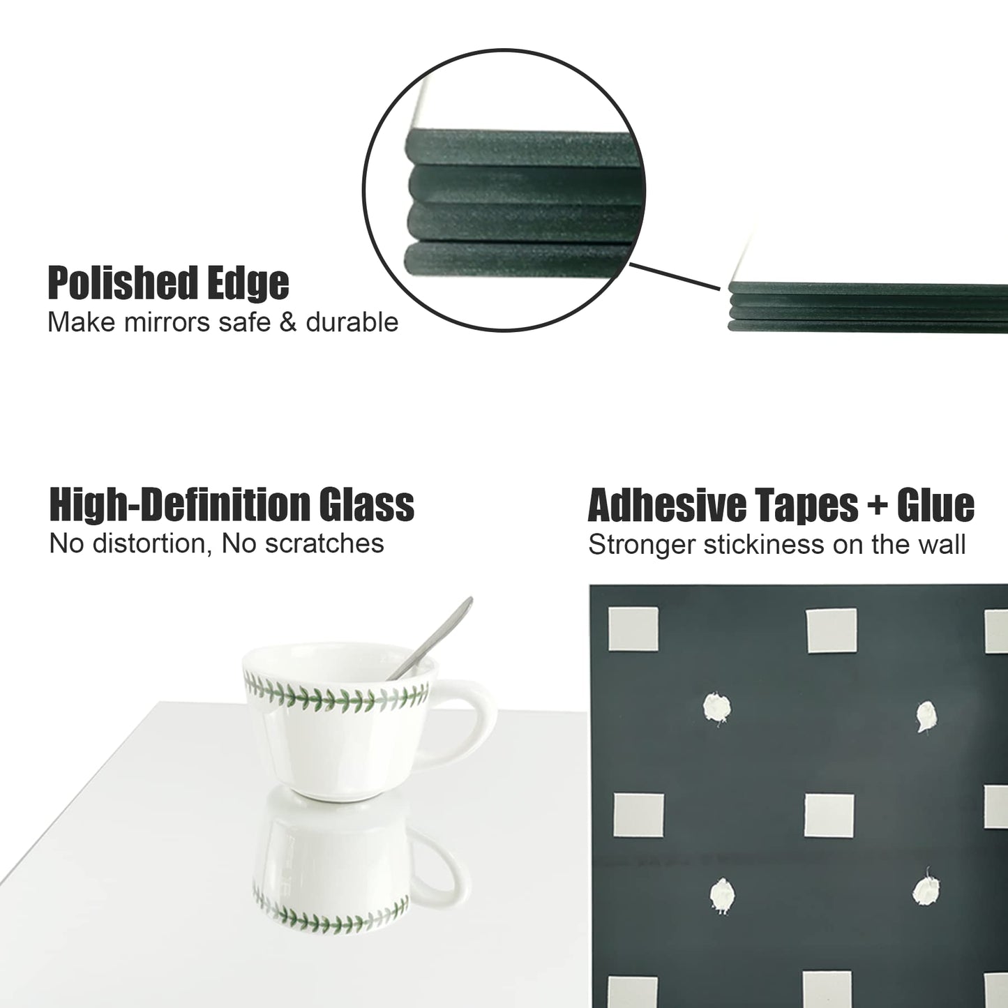 TRAHOME Home Gym Mirror Tiles for Wall, 14"x12"x12PCS Full Length Home Gym Workout Mirror for Garage, Bedroom, Living Room, Over The Door