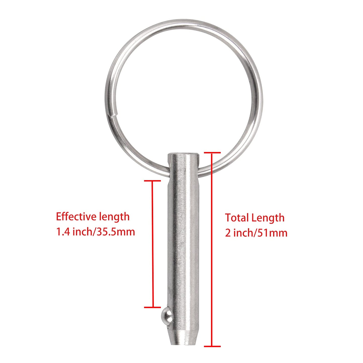 Quick Release Pin Bimini Top Pin Diameter 0.25 Inch, Total Length 2 Inch, Effective Length 1.5 Inch Full 316 Stainless Steel (4 Pieces)