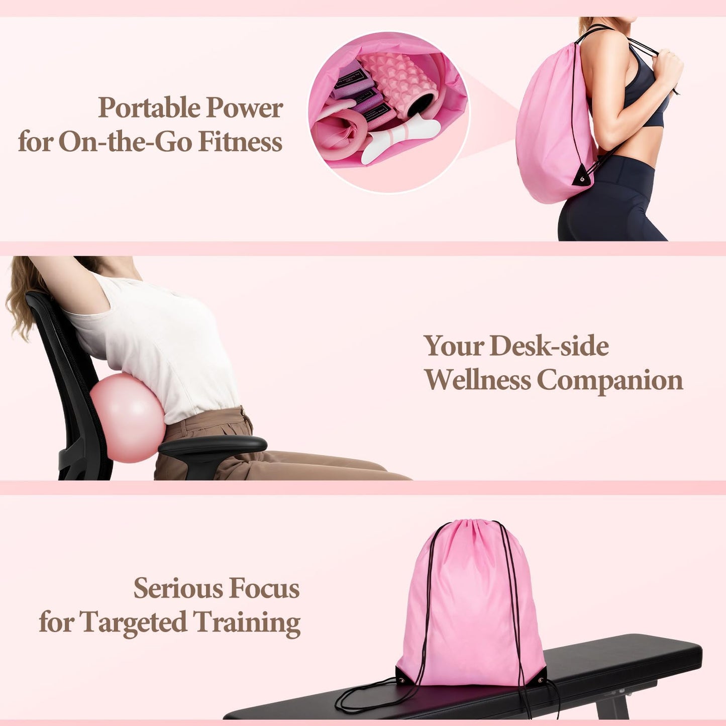 LZCDUDU Pink Pilates Ring Kit with 14 inch Magic Circle & Foam Roller, Ergonomic Home Workout Equipment Set, Full Essentials for Women Beginners - Includes Exercise Guide & Storage Bag