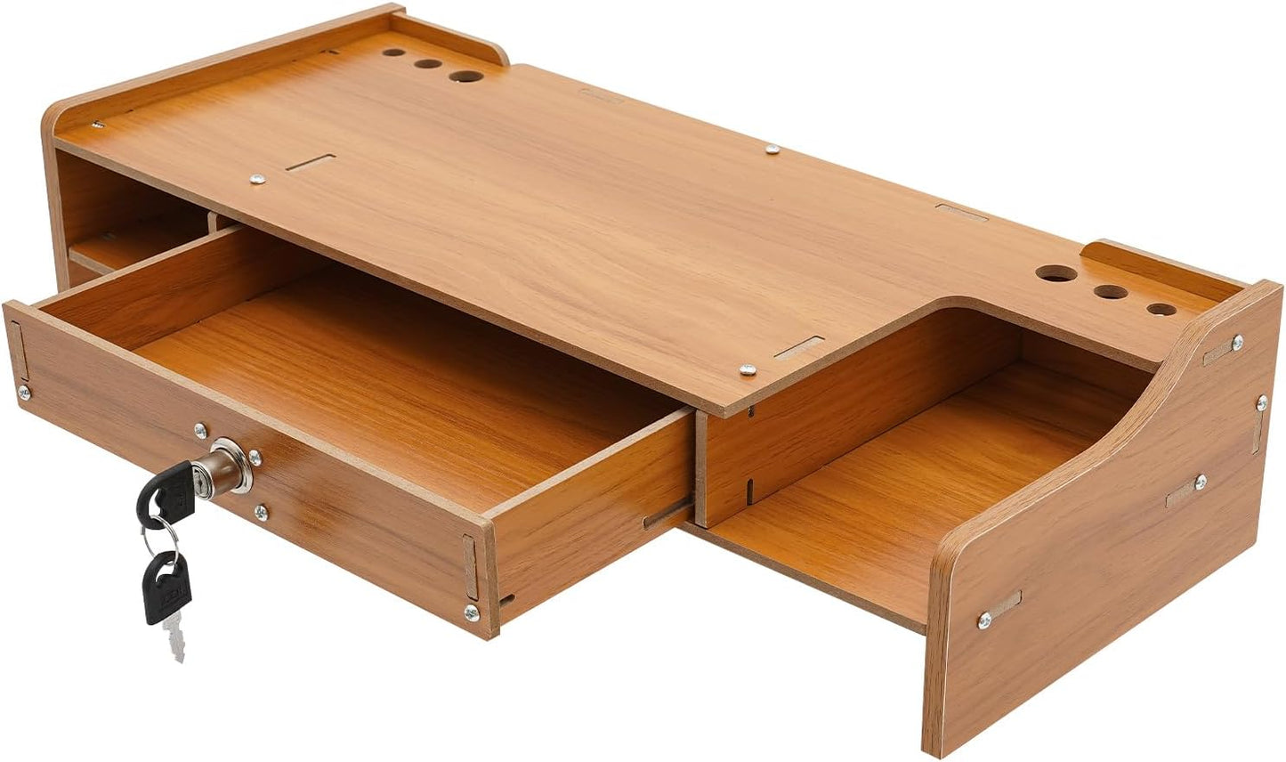 QUSKLISU (03) Computer Monitor Stand, Computer Rack with Drawers, Two top Platforms Desk Organizer Monitor Stand