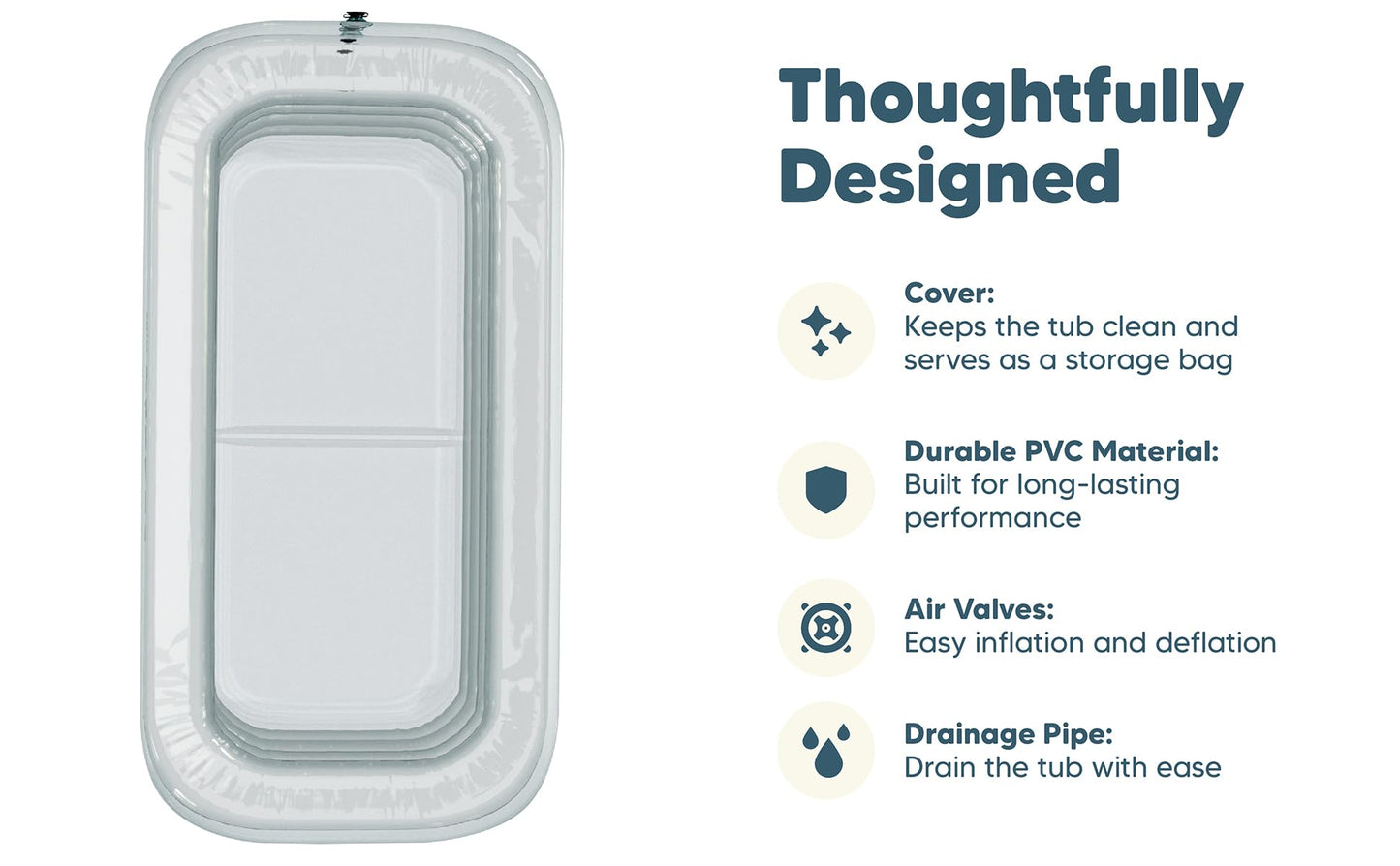 Rebrea Inflatable Ice Bath Tub -XL Clear See Through - Ice Plunge Tub for Cold Water Therapy - Portable Cold Plunge Tub - Indoor & Outdoor - Inflatable Tub for Adults - Ice Tub for Athletes - Cold Tub
