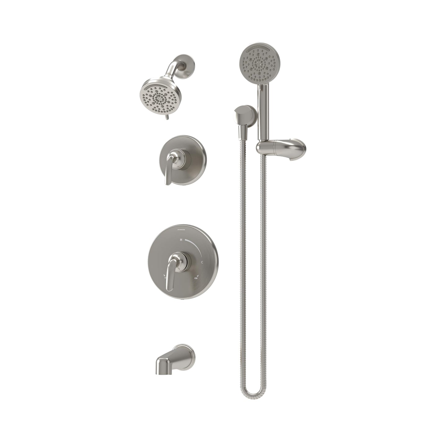 Symmons Elm Two Handle Wall Mounted Tub and Shower Trim Kit with Hand Shower in Satin Nickel (Valves Not Included) - 5596STN15TRM