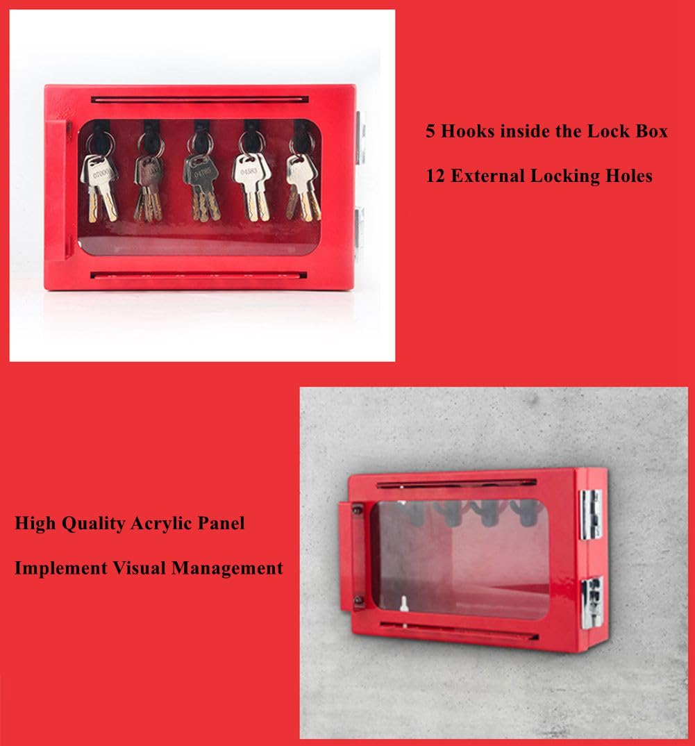 Lockout Tagout Group Lock Box Wall Mount Industrial Scientific Gauge Steel Group Loto Box Visual Acrylic Safety Lock Case