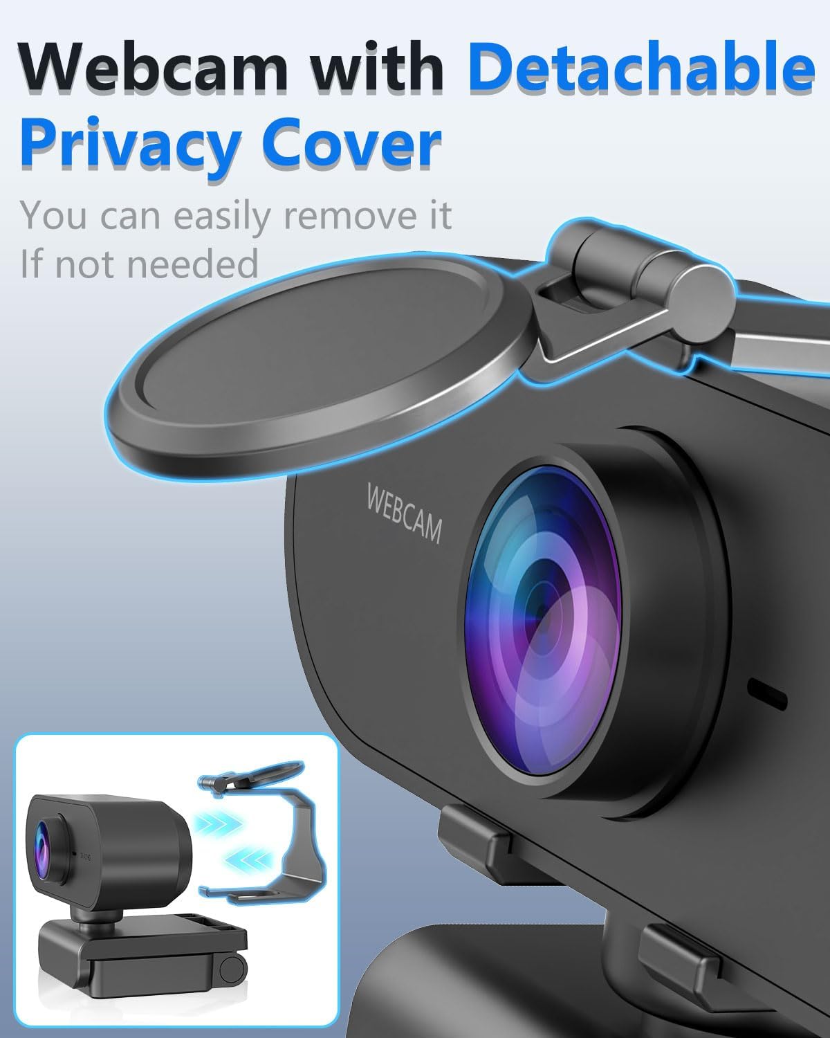 FWV 2K Webcam for PC Mac Laptop with Microphone,Full HD Web Cam for Streaming with Privacy Cover Sliders,USB C Web