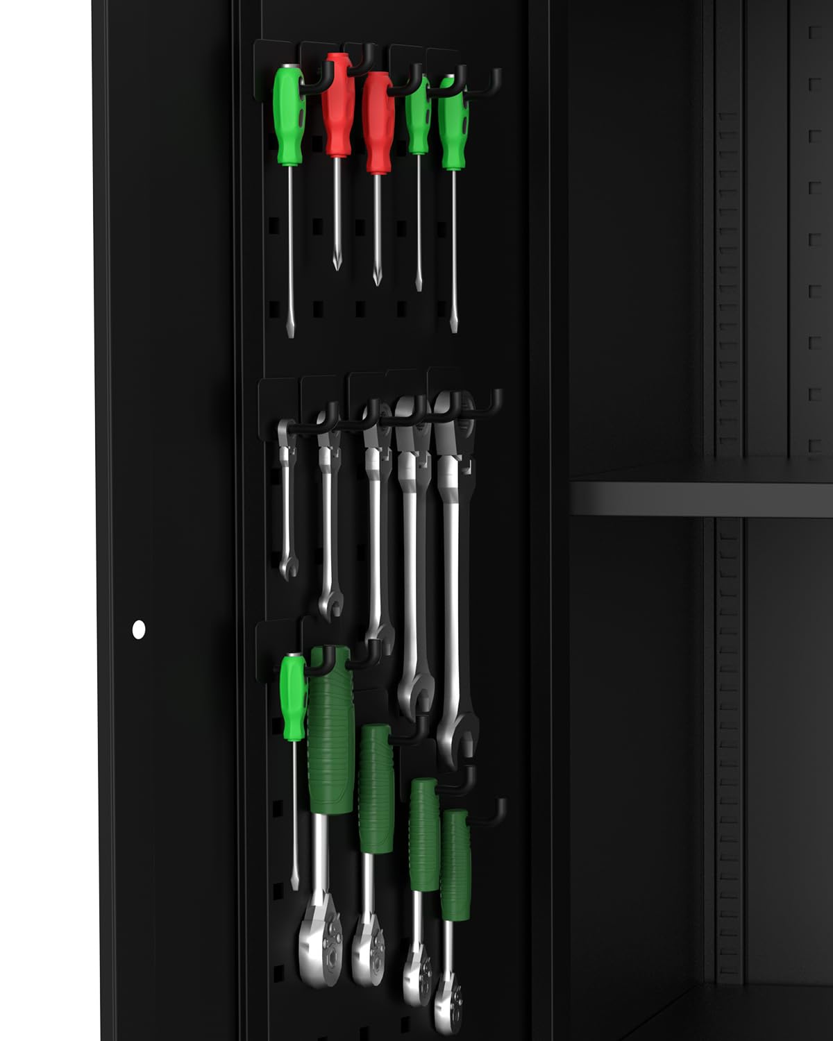Garage Storage Cabinet 72 in Locking w/Wheels & Pegboard | Heavy-Duty Steel w/ 4 Adjustable Shelves | Workshop Home Office Organizer, Black