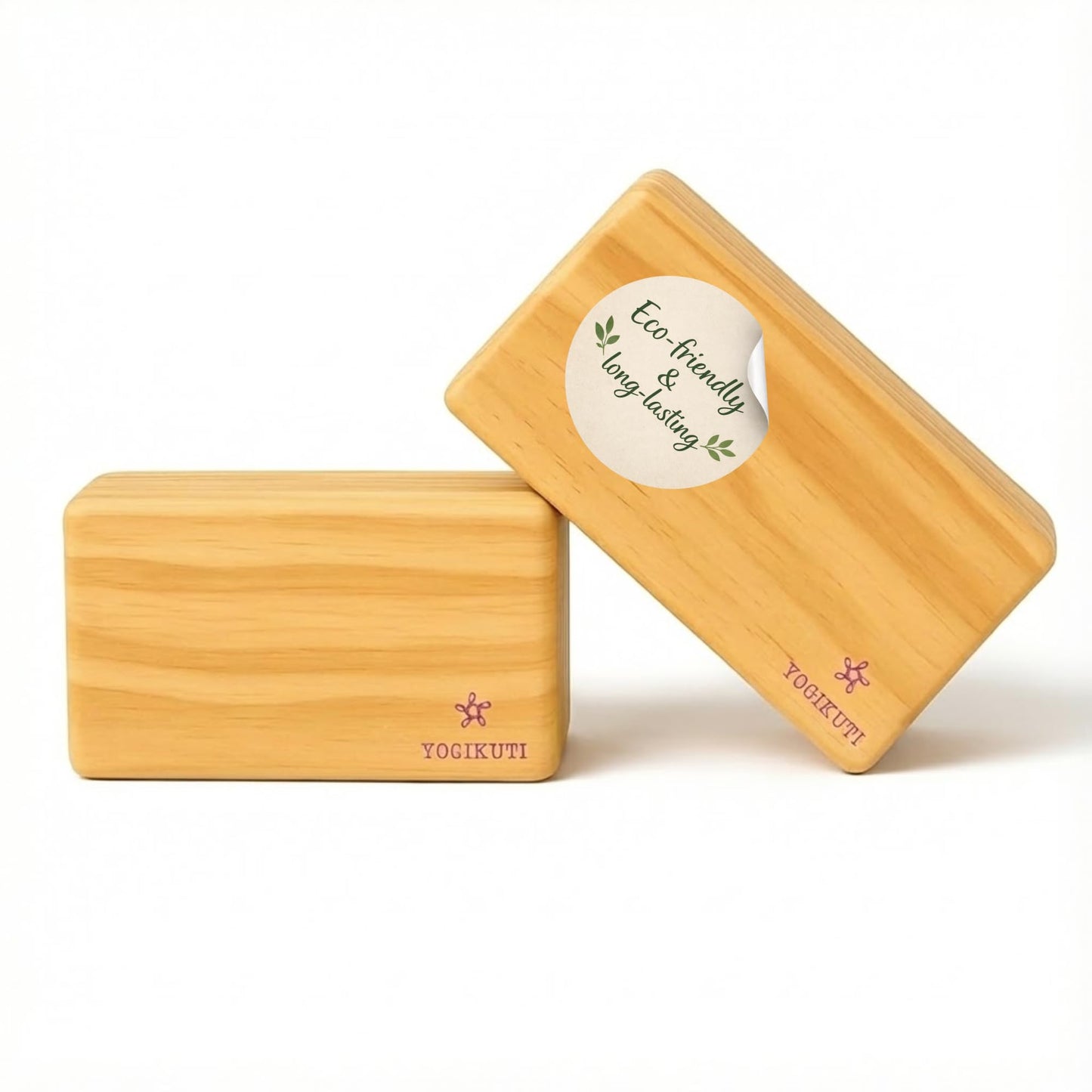 Original Wooden Yoga Blocks Set of 2 – Solid Hardwood Props Inspired by Traditional Yoga
