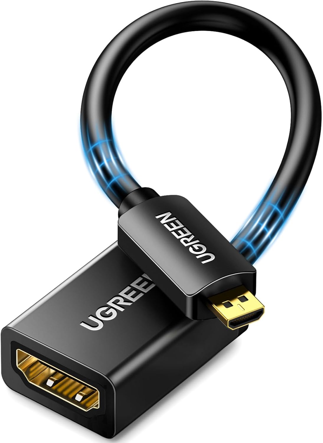 UGREEN 2.0 4K@60Hz 3D Dolby 18Gbps 5/Pi 4//Pi 500 7 6/Retroid 3+, 0.6FT Micro HDMI to HDMI Adapter, Male to Female