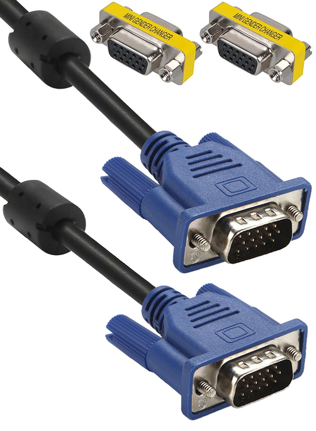 Eaeon HD15 4.5Feet 1080P@60Hz HD15 2-Pack Male to Male Blue VGA to VGA Monitor Cable Cord Full HD High Resolution