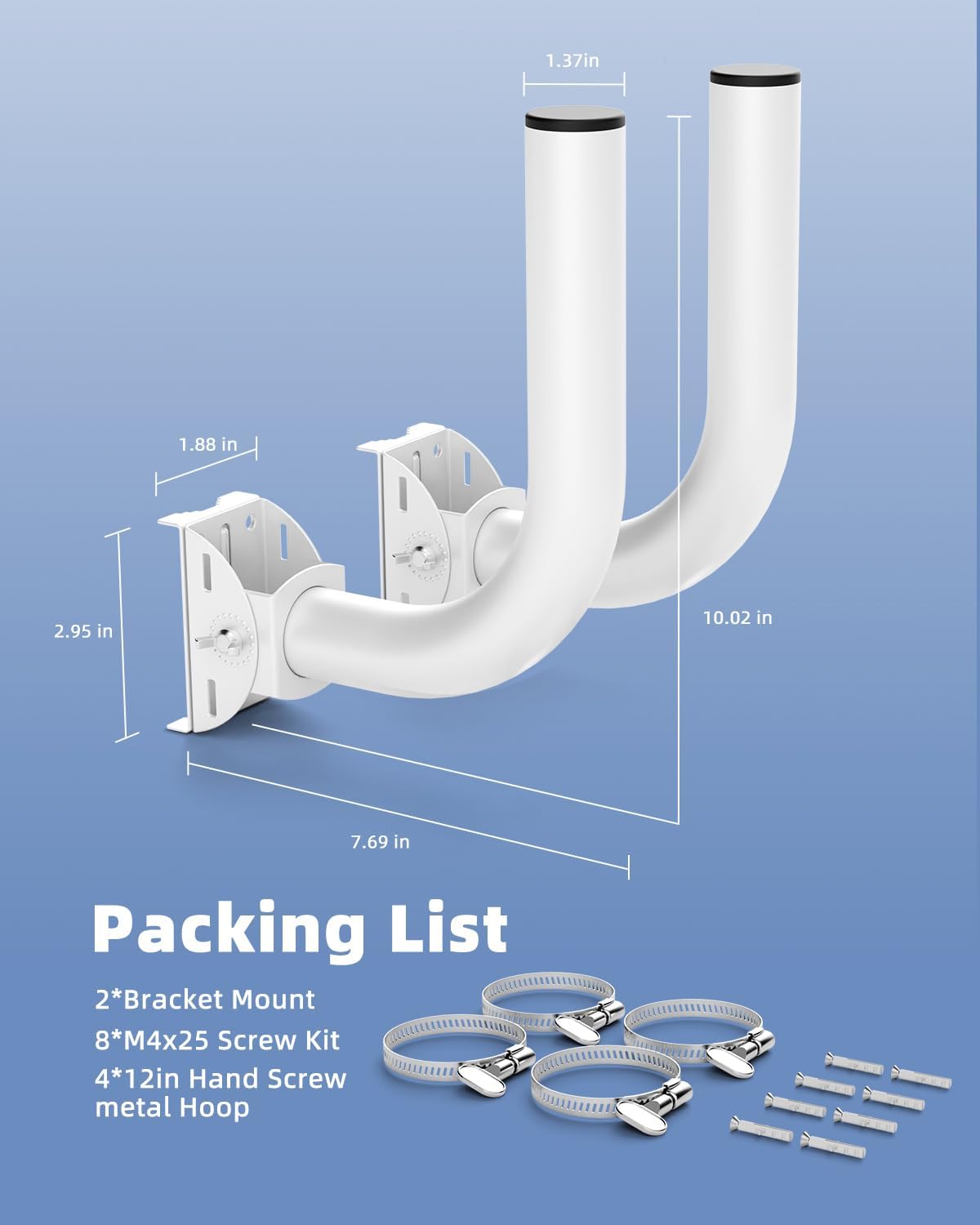 KORYCE 2-Pack 180 Universal Wireless Bridge Bracket Mount, J Pole Mounts, Adjustable Wall-Mounted Mount for Outside
