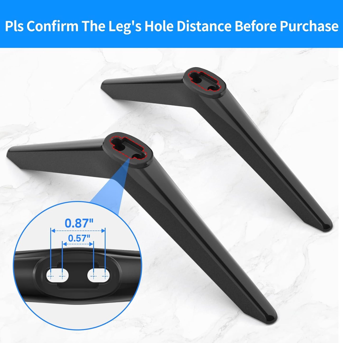 Chunxiao 32" 40" 43" 49" 50" 55" Upgraded TV Legs for TCL Roku TVs Hole - TV Base Stand for TCL Roku TV Stand Legs