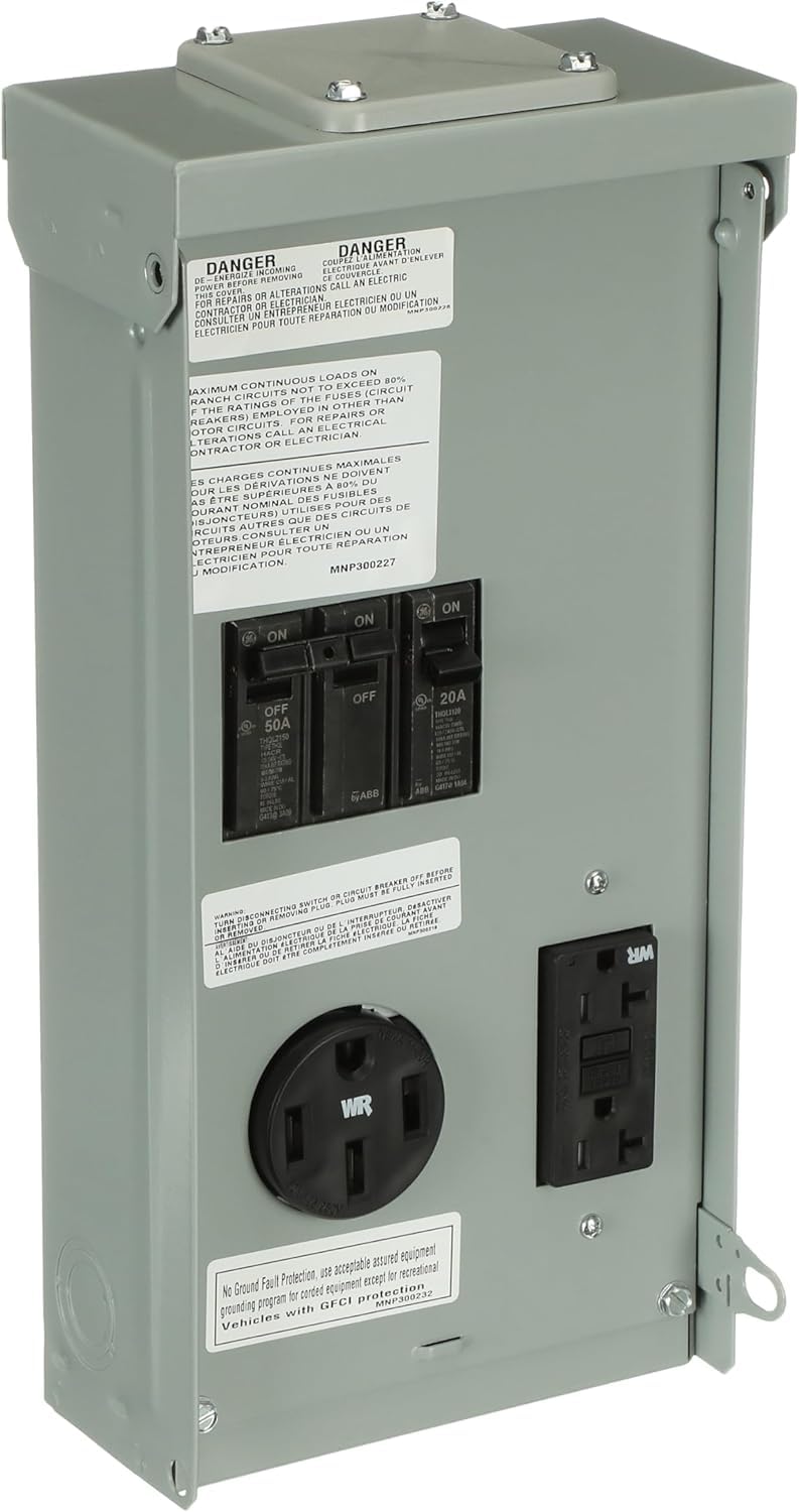 Midwest 50-20 Amp • RV/EV Power Outlet Panel W/ 20A GFCI RECPT 70 AMP - U055C010P RV Surface Mount Panel • 120/240 VAC