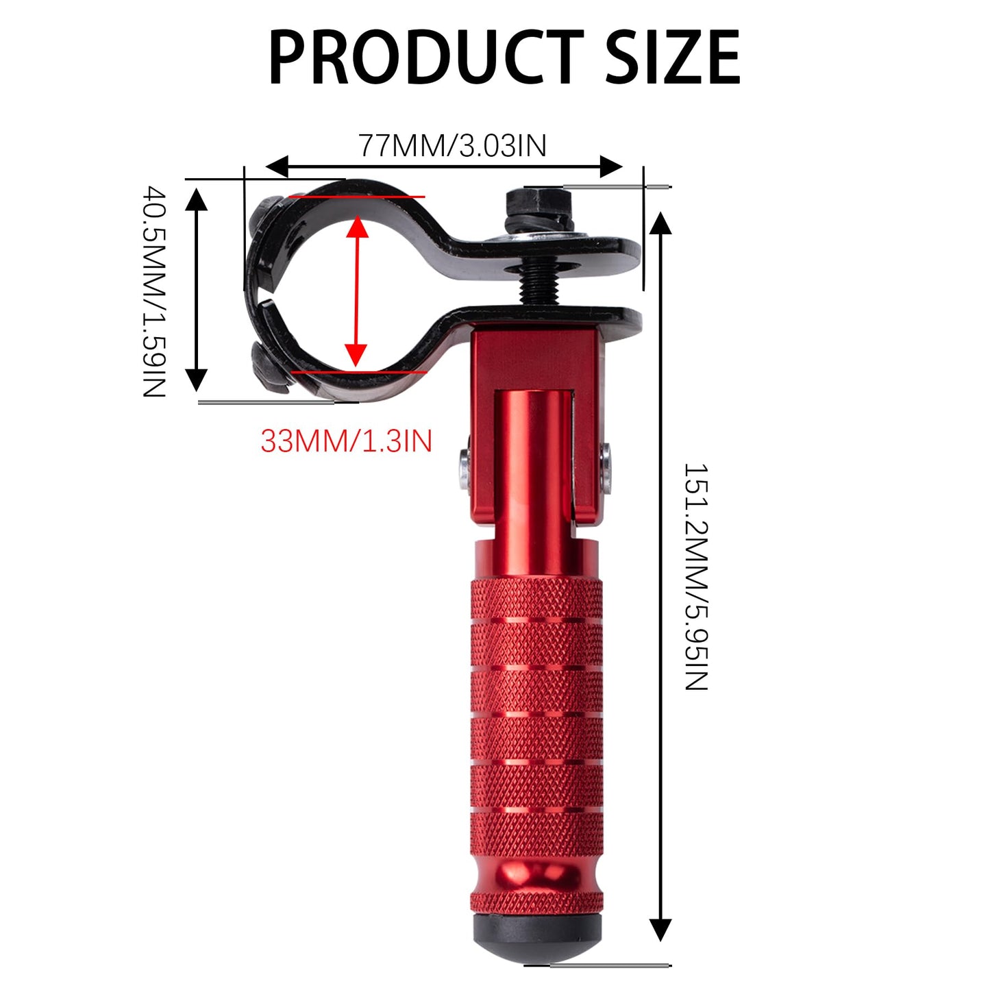 Universal 8mm Foot Pegs 90 Degree Foldable Motorcycle Footpegs CNC Anti-Skid Footrest compatible with Honda Yamaha Aprilia Suzuki Electric Car Motorbike Mini Bike Dirt Pit Bike Passenger Pedal （RED）