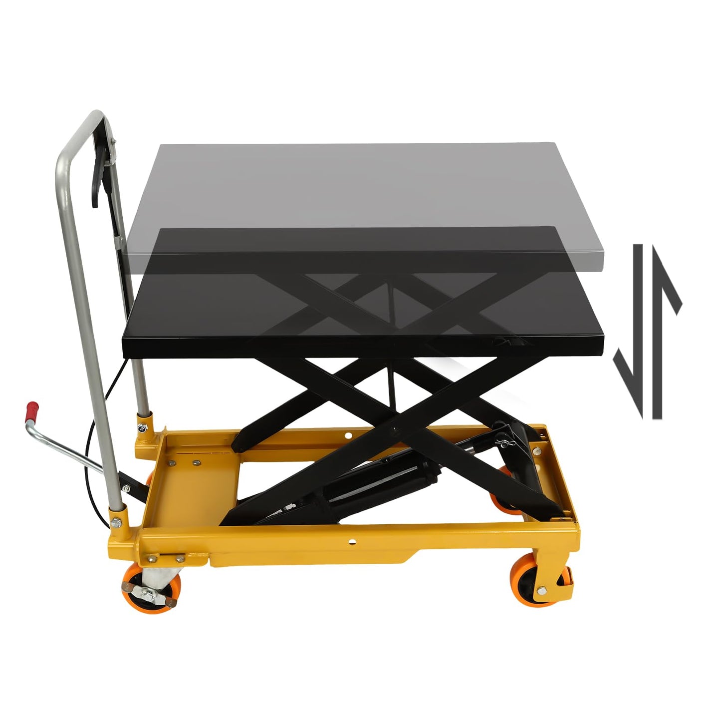 Hydraulic Lift Table Cart - 500 lbs Capacity, 28.5" Lifting Height, Single Scissor Design with Locking Wheels & 3mm Non-Slip Pad - Ideal for Material Handling, Transportation, and Industrial Use