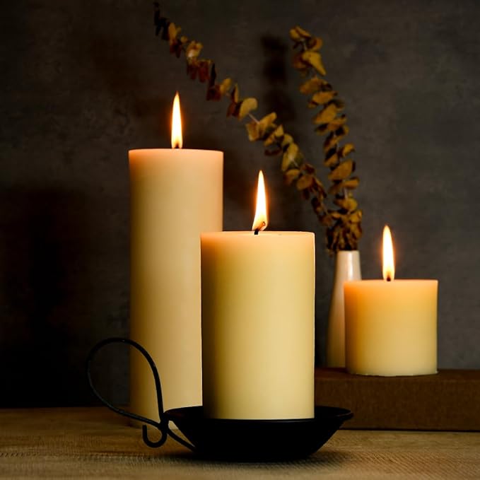 3"x 6" Large Beeswax Pillar Candle, Made of Pure Natural Beeswax, with Ultra Long Burning Time and Low Allergenicity-White