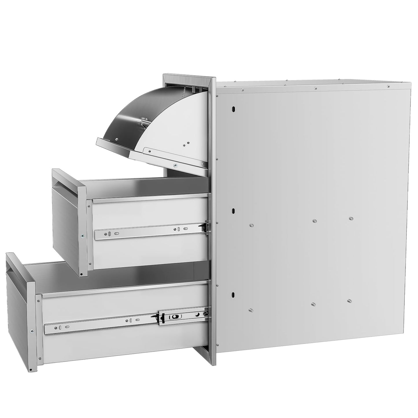 RAILEN Outdoor Kitchen Drawers Stainless Steel Flush Mount BBQ Drawers for Outdoor Kitchen Island or Patio Grill Station (15Wx26Hx22D Inch)