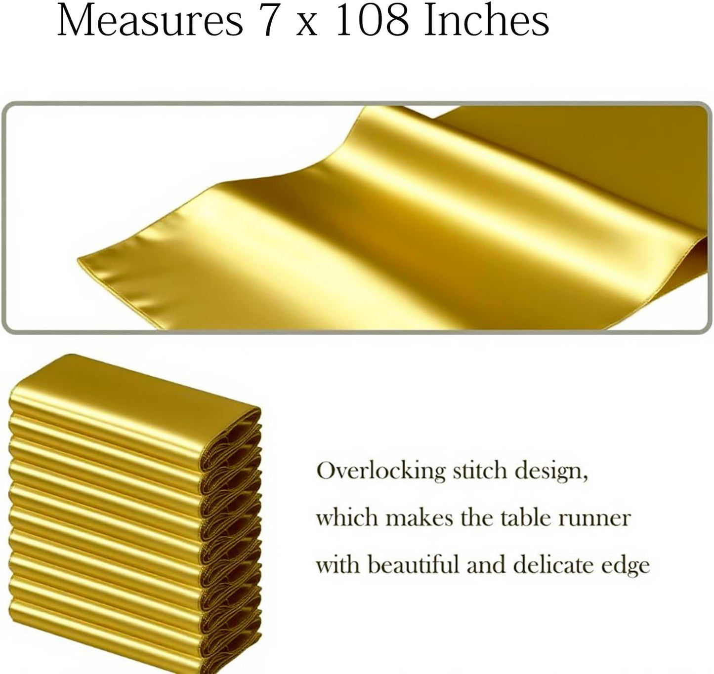 Skiennix Wedding Satin Gold Chair Sashes - 50 Pack Fitted Ribbons for Parties & Events | 7x108 Inches