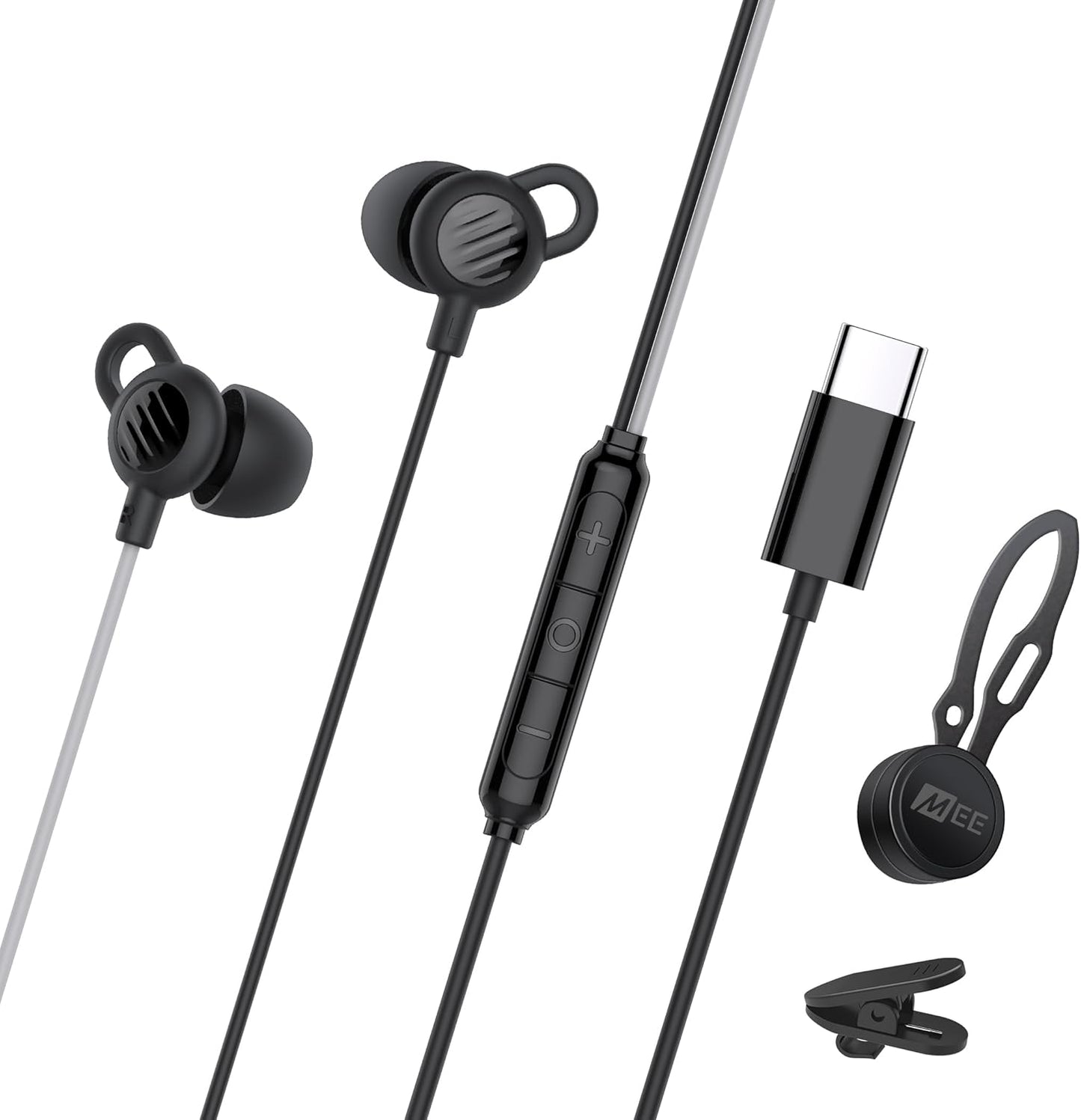 MEE audio SleepTones USB-C Wired Sleep Earbuds for Side Sleepers with Lightweight Low-Profile Silicone Earpieces, Noise