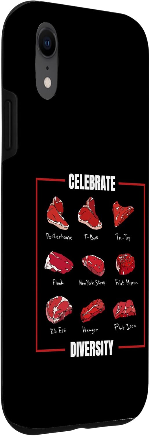 Celebrate Diversity Meat BBQ Grill Butcher Celebrate Diversity Funny Steak Cuts Grill BBQ Meat Lover Case for iPhone XR