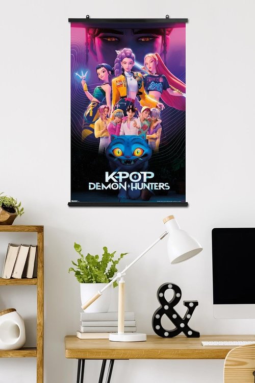 Netflix KPop Demon Hunters Wall Poster - Premium 34L x 22.4W Bundle with Clips