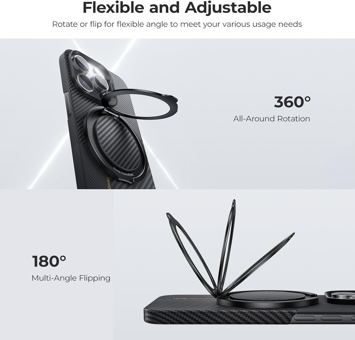 BENKS 360 17/16/15/14/13/12 Magnetic Phone Grip Ring Holder Stand for Magsafe, Rotation Adjustable Cell Phone Stand