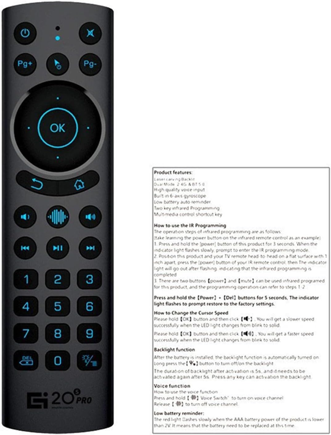 ZEZEFUFU G20S 2.4G Replacement PRO BT Wireless Voice Air Mouse for Android TV Box Smart TV Remote