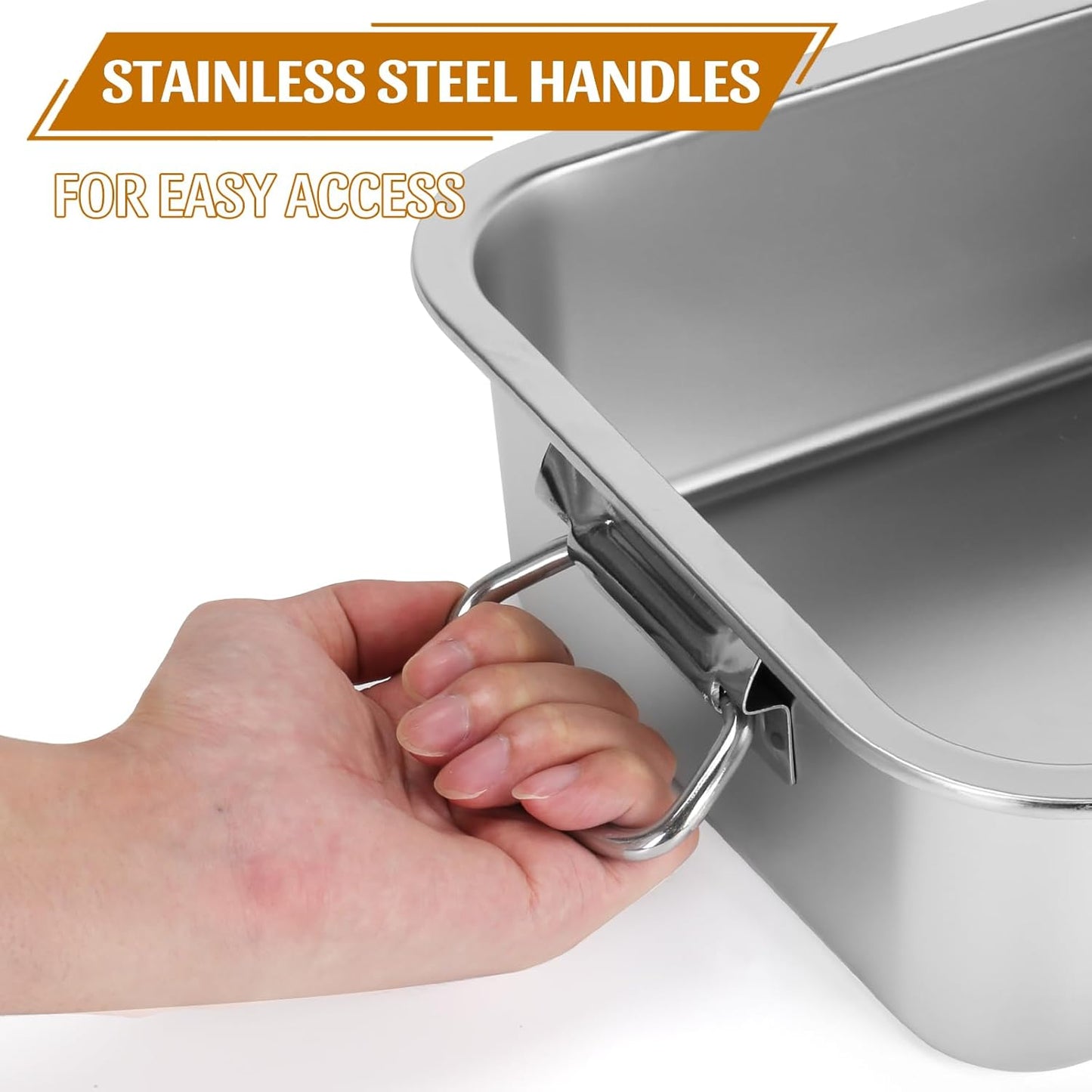 Skiennix 4-Inch Extra Deep Lasagna Pan - 7.4QT Stainless Steel Nonstick Baking Dish with Lid & Handles | 14x10.6x4 IN