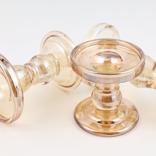Glass Candle Holders - Set of 3 Elegant Holders for Pillar & Tealight Candles | Perfect Home Decor