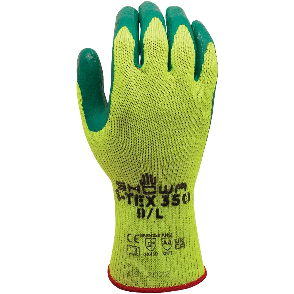 SHOWA S-TEX 350 Nitrile Palm Coated A4 Cut Resistant Safety Glove with Stainless Steel/Poly Liner, 10-Gauge, Large (12 Pair)