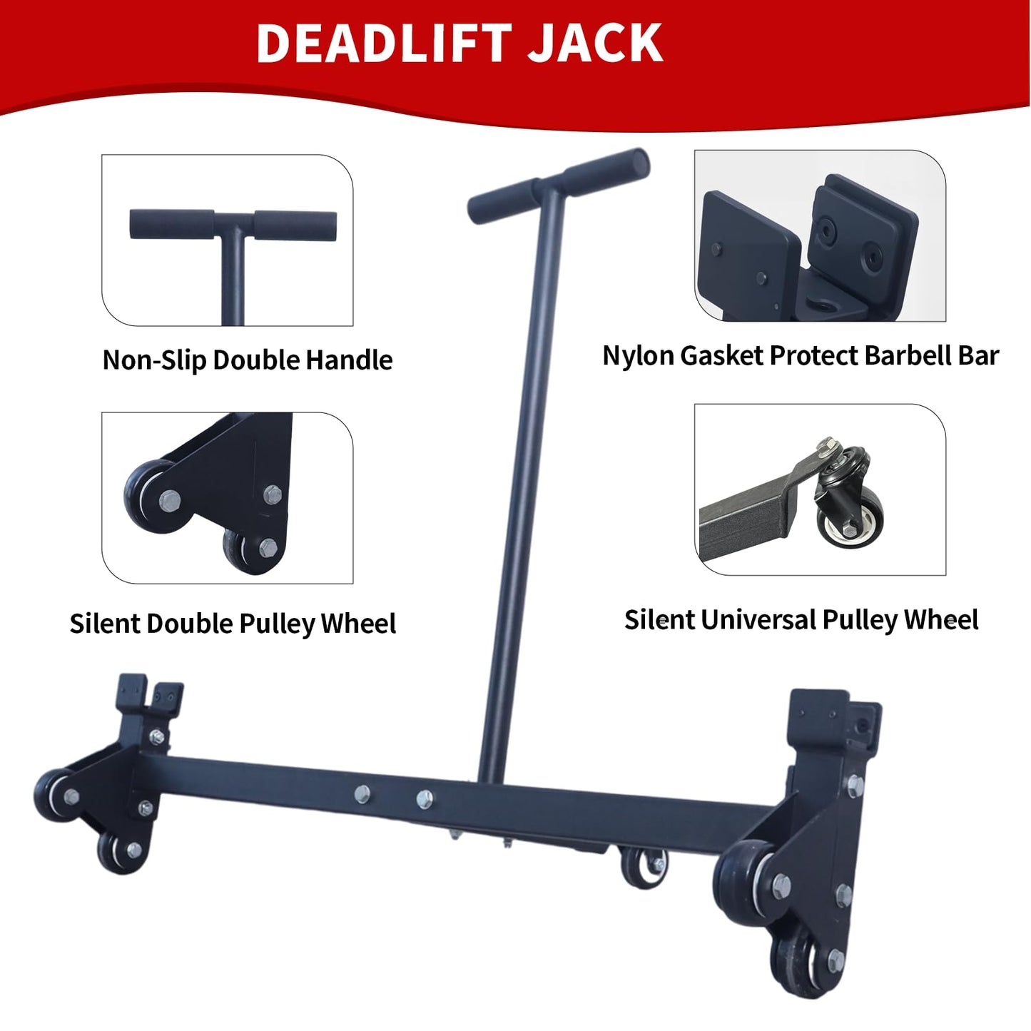 Deadlift Jack Barbell Stand with Wheels 900lb Capacity Convenient to Replace Weight Plates for Deadlift Weightlifting Training,CrossFit & Home Gym