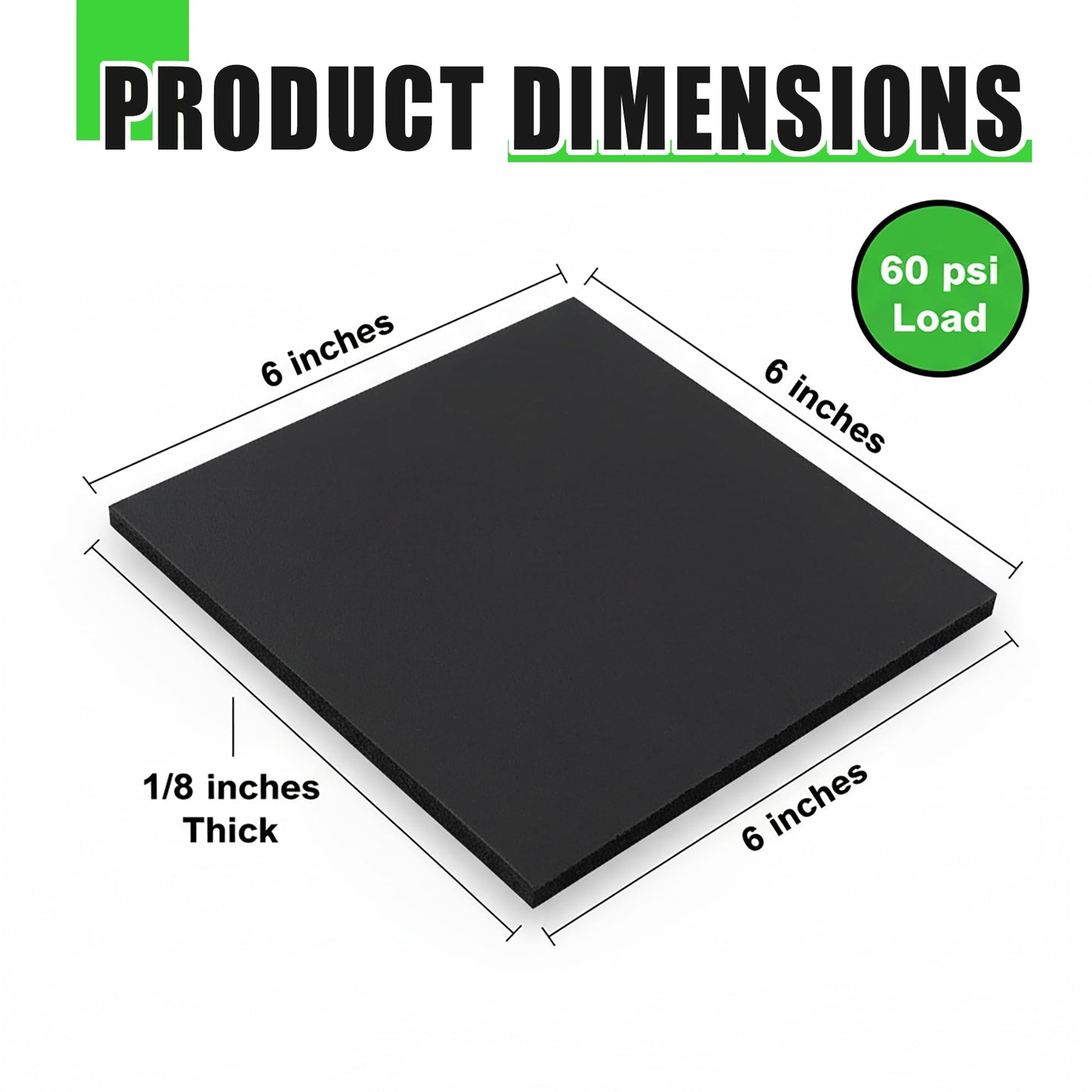 10-Pack Anti Vibration Pad, 6 x 6 x 1/8 inches, 2.7 pounds, Heavy Duty Rubber Anti-Vibration Isolation Pad for Air Compressor, HVAC, Air Conditioner Unit, Treadmill, Dryer and Washer