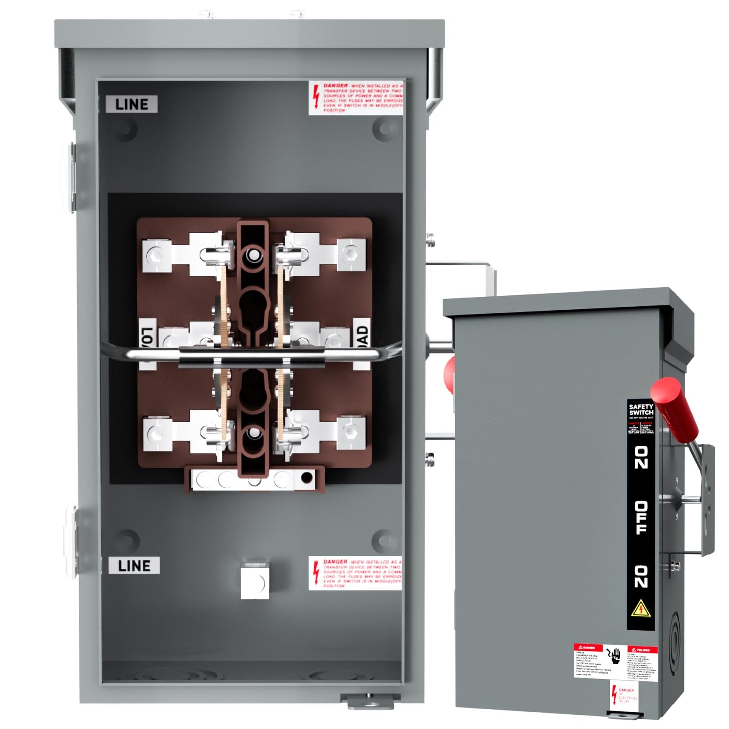 Tzechkii 200A Generator Transfer Switch for Home Generator, 48000W Manual Double-Throw Disconnect Switch, 120/240-Volt, NEMA 3R with Wiring Lugs, Indoor/Outdoor (200A 2P Grey)