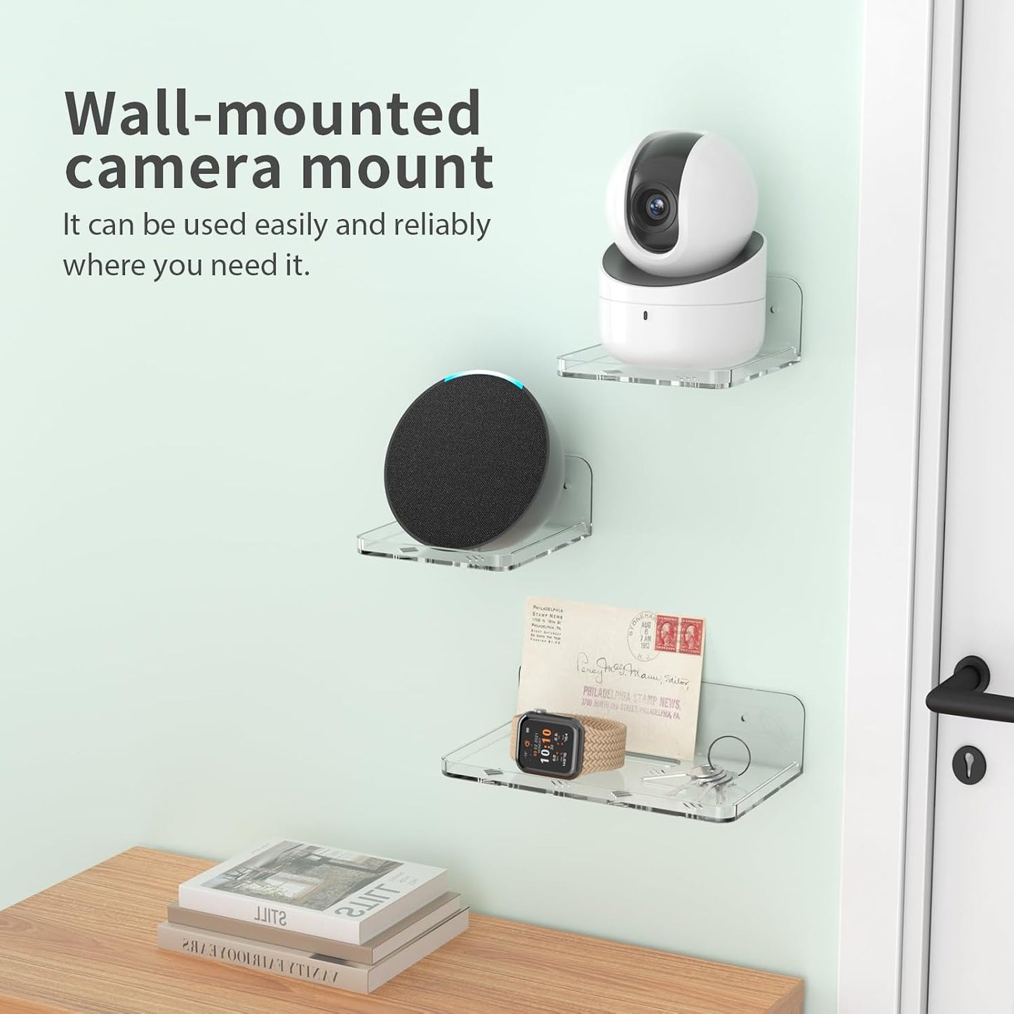 3.9 3.9 1.8 Acrylic Baby Monitor Shelf * * Shelves for Bathroom Wall Mount Shelf for Echo Dot Echo Pop Organizer
