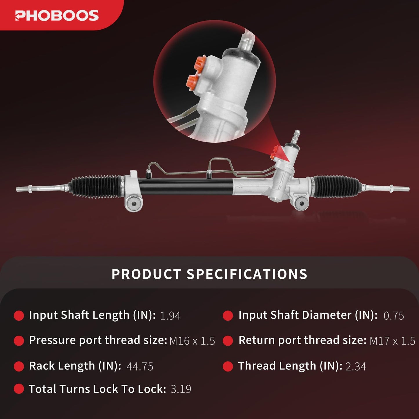 PHOBOOS Hydraulic Power Steering Rack and Pinion Assembly Compatible with Toyota Camry 2007-2011, Avalon 2005-2012 & Lexus ES350 2007-2012, New Unit, Leak Resistance, Direct Fit, Ref.97-2630, 26-2630