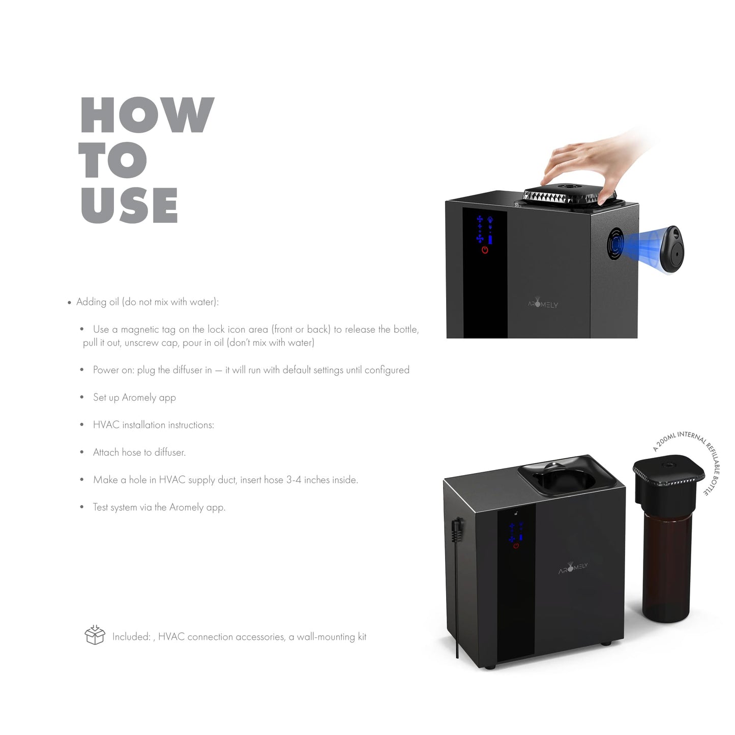Smart Bluetooth HVAC Scent Diffuser - Whole Home & Commercial Aroma System, Waterless Aromatherapy, Ideal for Whole House and Office Scenting, App Controlled Perfect Aroma Diffuser Up to 1,800 SQFT