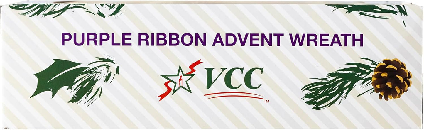 Vermont Christmas Company Purple Ribbon Advent Wreath - Durable 11" Candle Holder - Traditional Design