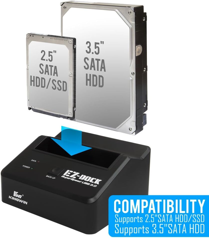 Kingwin 3.0 2.5 3.5 5Gbps USB Hard Drive Docking Station for & SATA HDD/SSD, Hot Swap, Tool-Free, UASP Support
