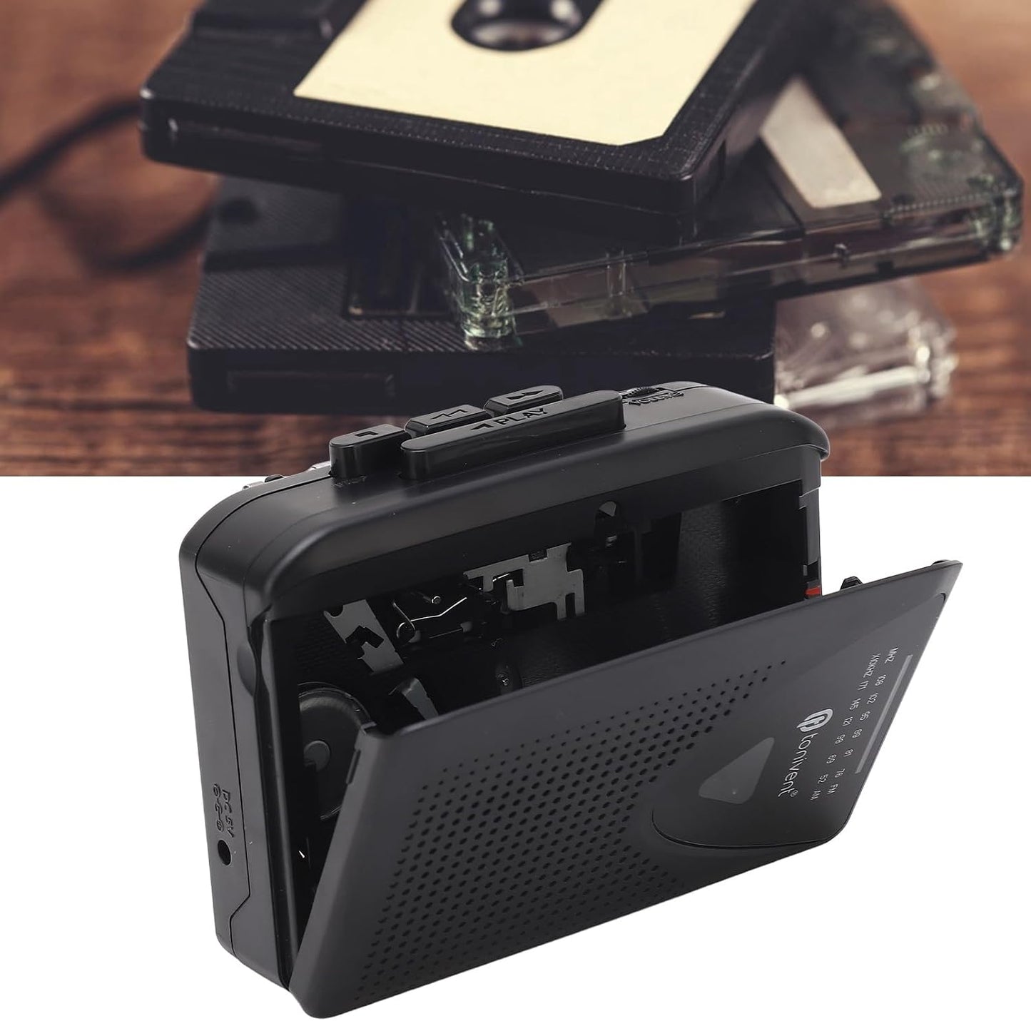Locadence Cassette Cassette MP3 3.5mm Portable Player, FM AM Radio Stereo Tape Player with Jack and Speaker Support