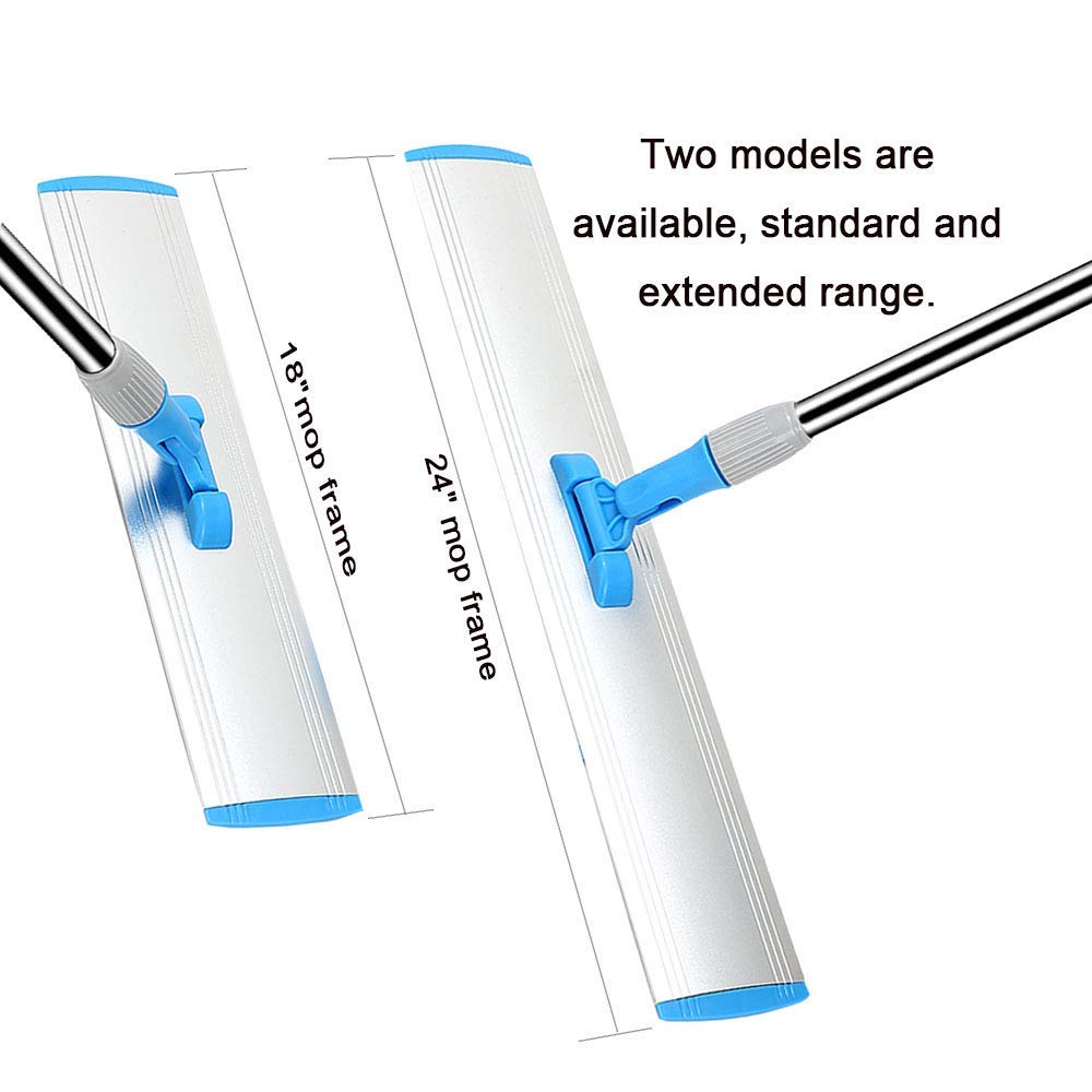 Microfiber Wet Mops 24 in Heavy Duty Flat Floor Mop Adjustable Handle with 4 Washable Mop Clothes
