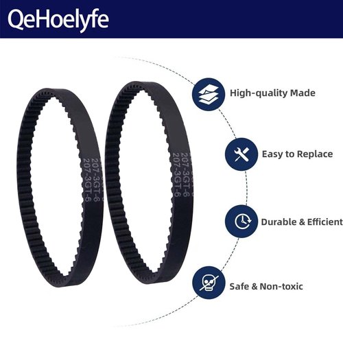 2 Pack Gates 207-3GT-6 Replacement Drive Belt for Shark NV355 NV356E NV357 NV358 NV354C NV800W NV801 UV810 HV381 HV380 HV382 HV383 IZ362H UV440 UV490 NV22L NV370 NV22 NV70 UV400 UV410 UV420