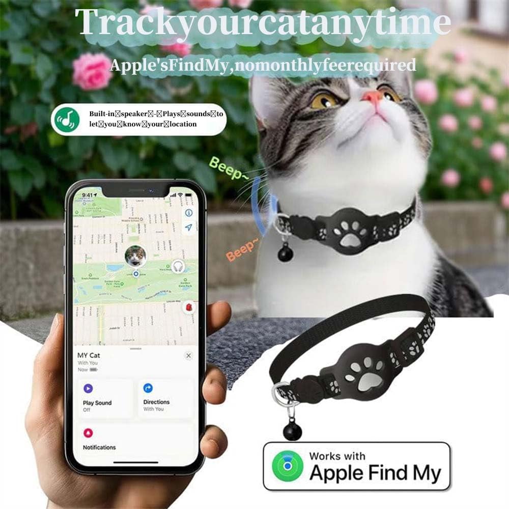 Zeloman 19-26cm) GPS Pet Tracker Collar for Cats & Small Dogs, Lightweight & Waterproof with Safety Buckle, Anti-Loss
