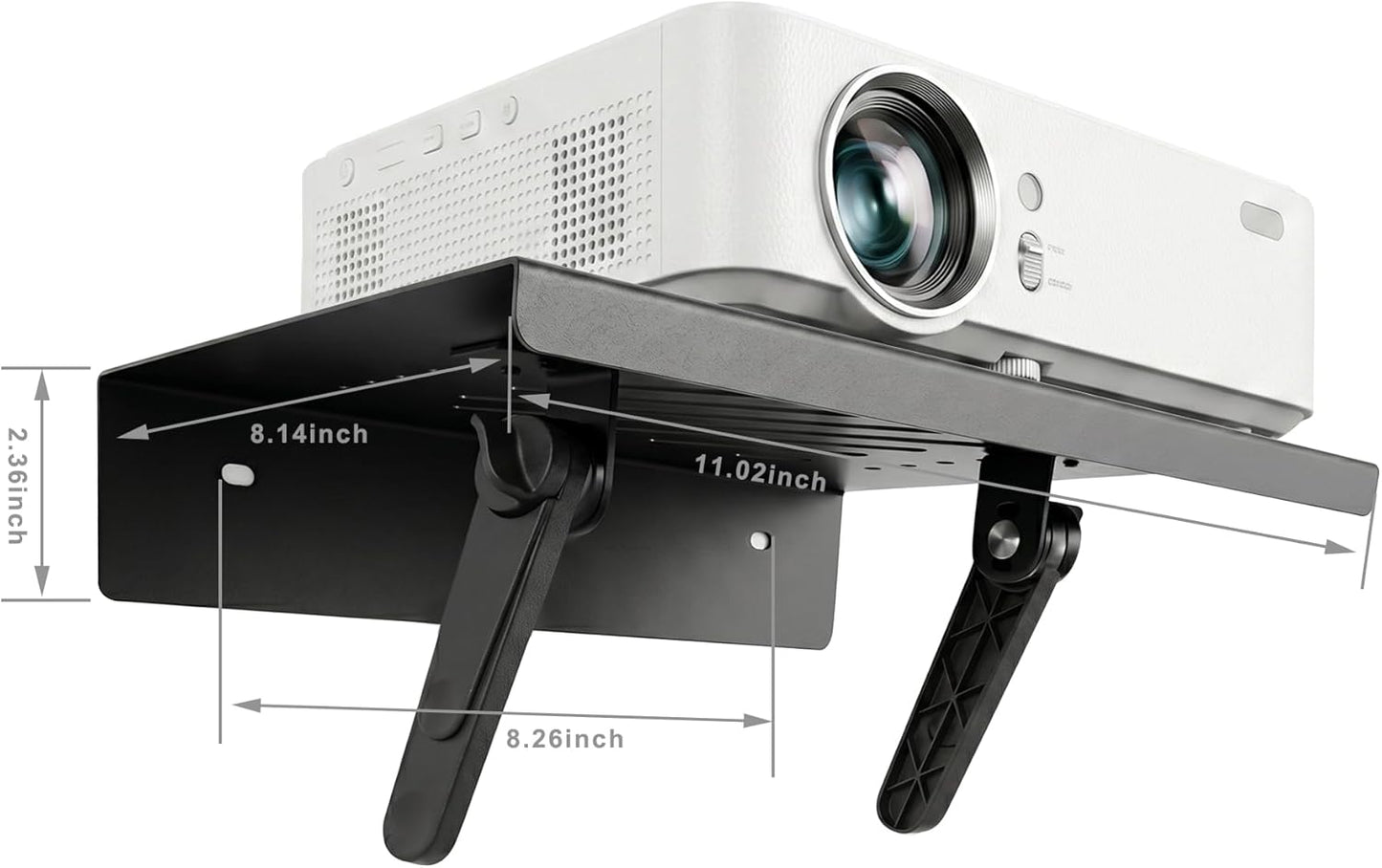 Aidoclip 44 lb Setup, 3-Level 10.598.19 No-Drilling Projector Wall Mount Shelf, Adjustable Foldable Metal Stand